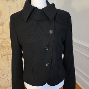 Mexx Black Pea Coat with Button Detail